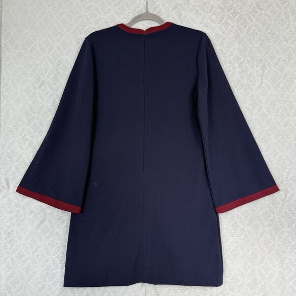 Alexia Admor Flare Sleeve Shift Dress M Blue Burgundy Mod Retro MCM Gogo Party - Picture 6 of 13